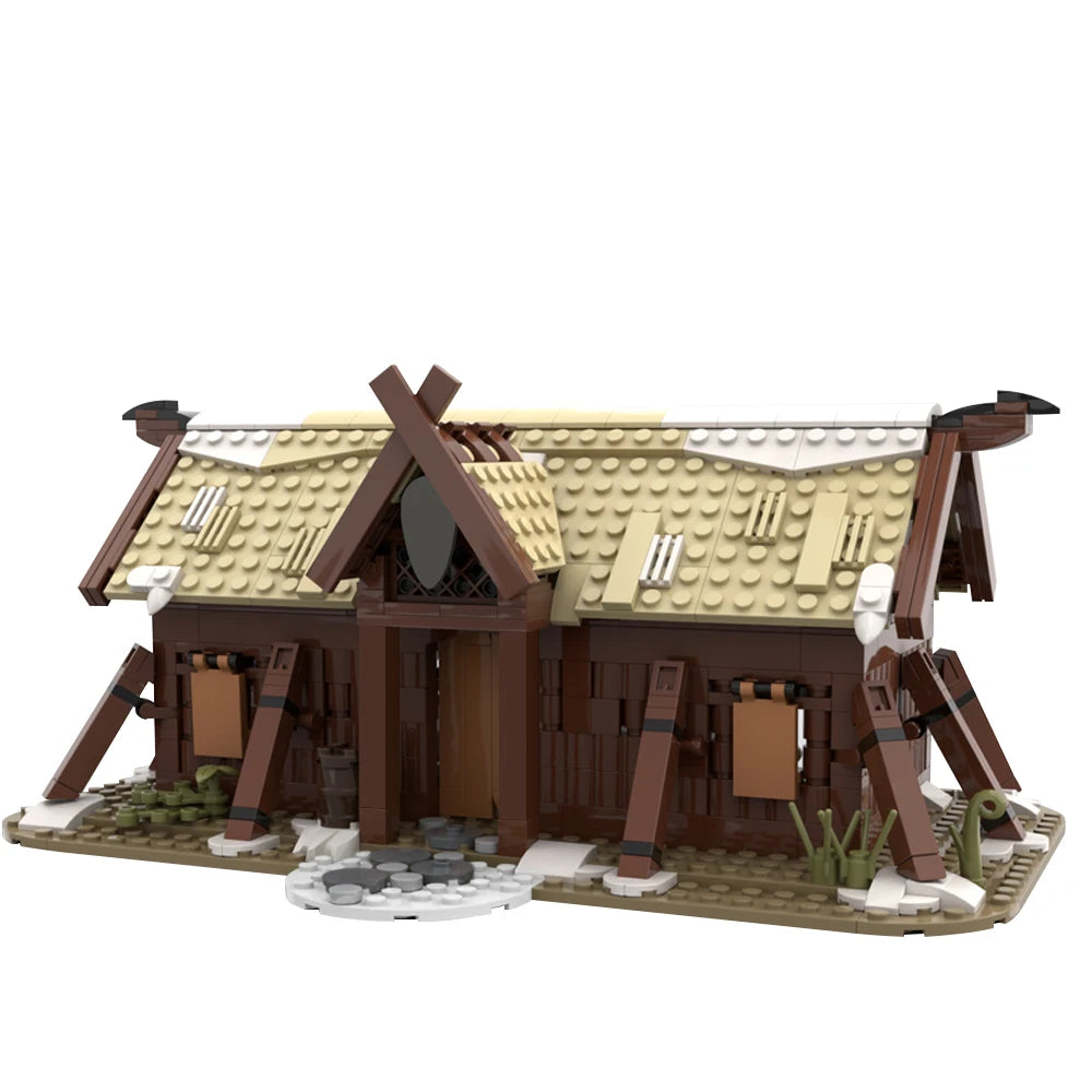 Viking Village MOC - Medieval Longship Building Blocks Set