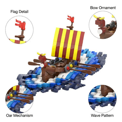 Nordic Viking Longship MOC - 544 Piece Building Block Model