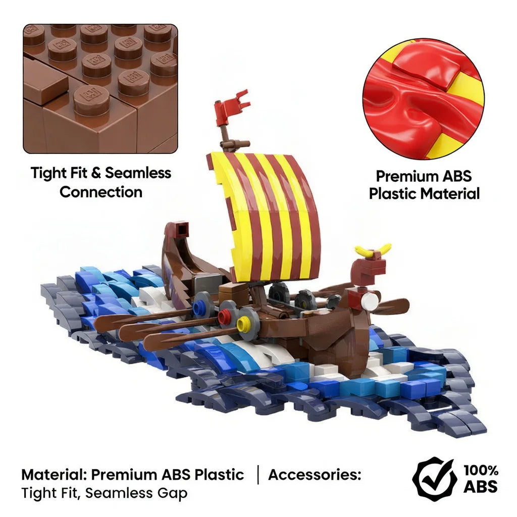 Nordic Viking Longship MOC - 544 Piece Building Block Model