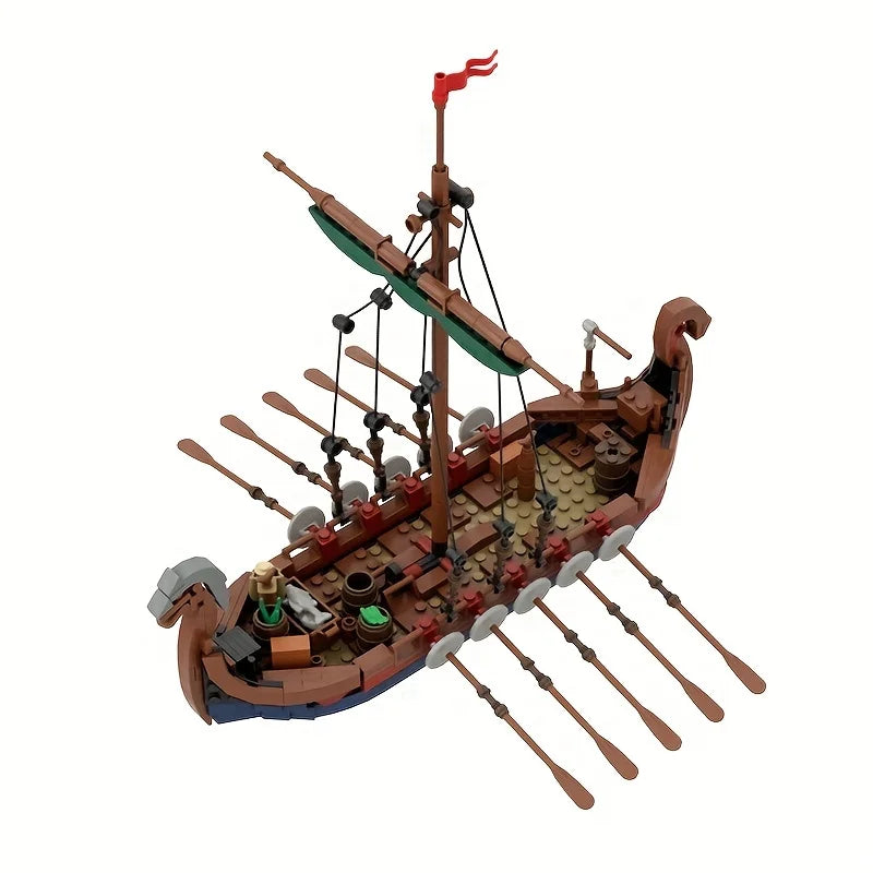 Medieval Viking Longship - 463-Piece MOC Building Block Set