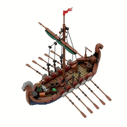 Medieval Viking Longship - 463-Piece MOC Building Block Set