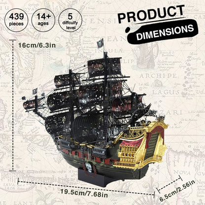 Queen Anne's Revenge - 3D Metal Pirate Ship Puzzle