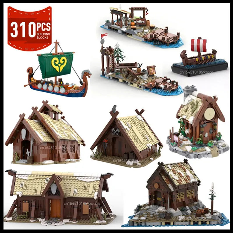 Viking Medieval Village & Longship MOC Building Blocks - Architecture