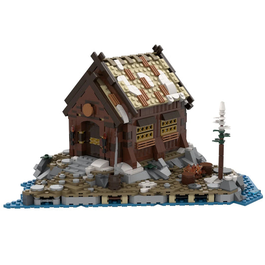 Viking Village MOC - Medieval Longship Building Blocks Set