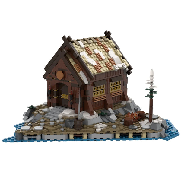 Viking Village MOC - Medieval Longship Building Blocks Set