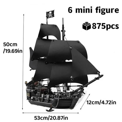 Black Pearl Pirate Ship Model - 875-Piece Building Block Set