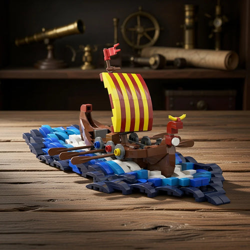 Nordic Viking Longship MOC - 544 Piece Building Block Model