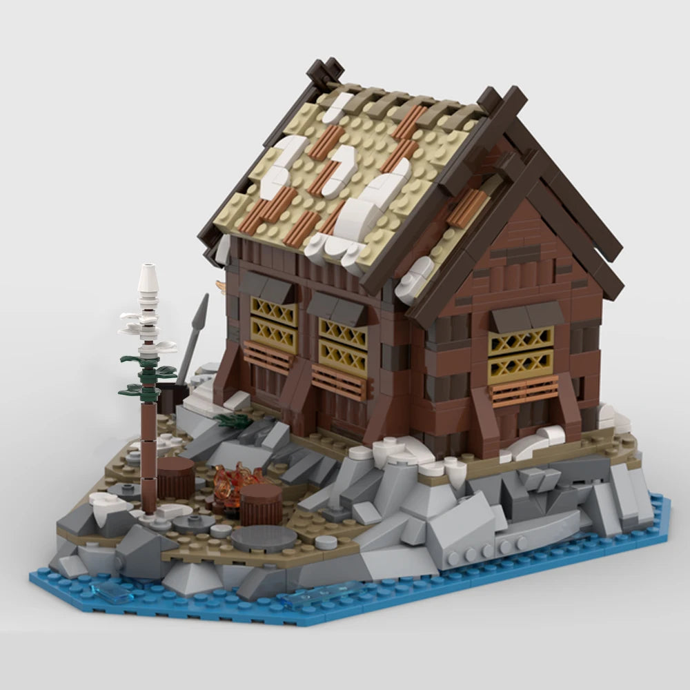 Viking Village MOC - Medieval Longship Building Blocks Set