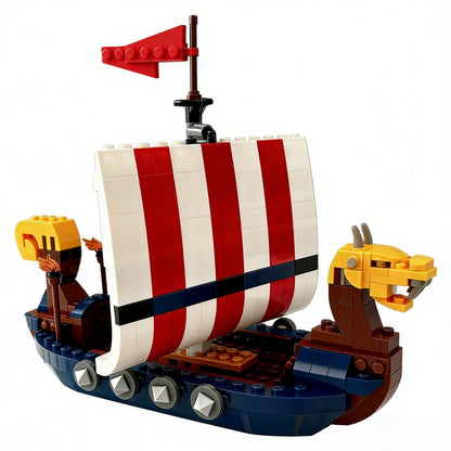 Viking Drakkar Longship MOC - 226-Piece Building Block Set