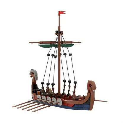 Medieval Viking Longship - 463-Piece MOC Building Block Set
