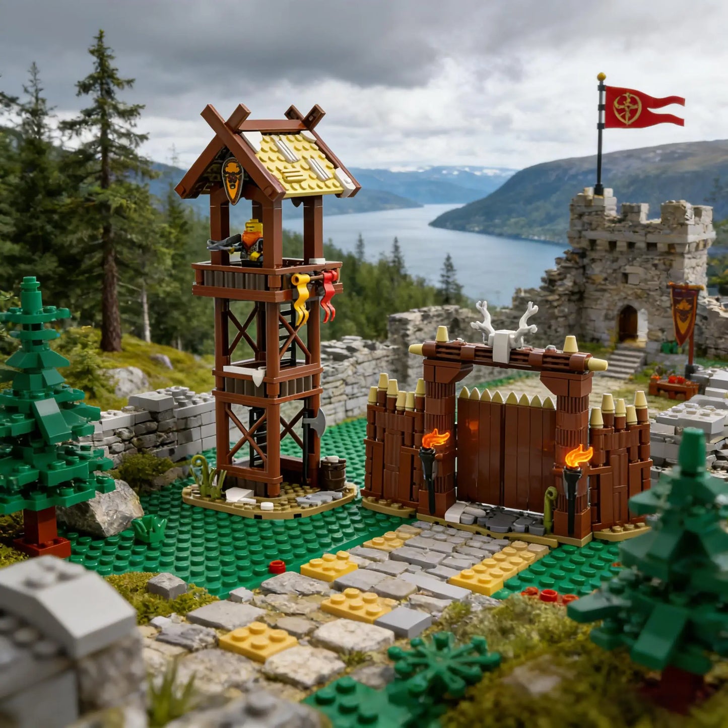 Medieval Viking Castle & Archery Range Building Block Set