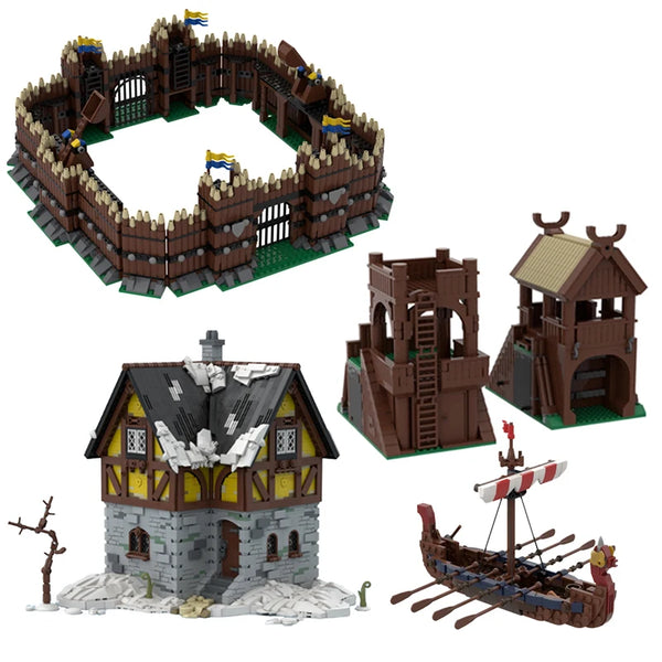Viking Palisade Watchtower - Modular Medieval MOC Building Set