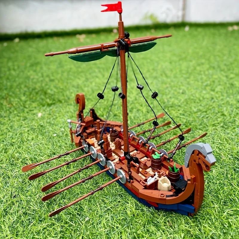 Medieval Viking Longship - 463-Piece MOC Building Block Set