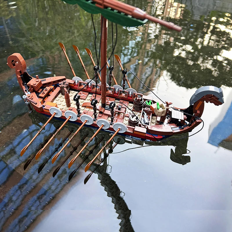 Viking Longship MOC - Medieval Military Building Block Set