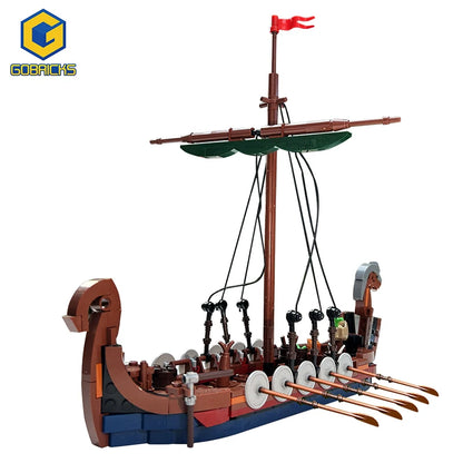 Viking Longship MOC - Medieval Military Building Block Set