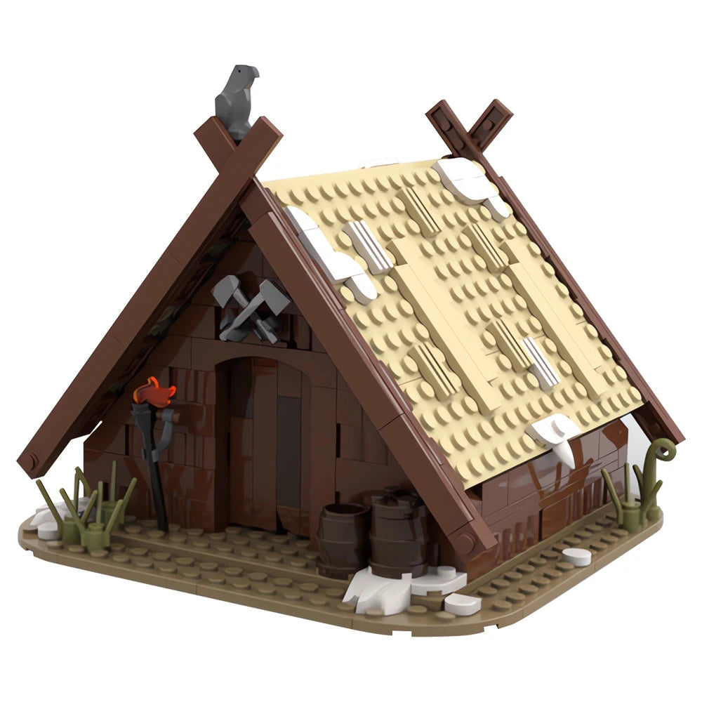 Viking Village MOC - Medieval Longship Building Blocks Set