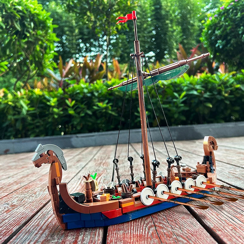 Viking Longship MOC - Medieval Military Building Block Set