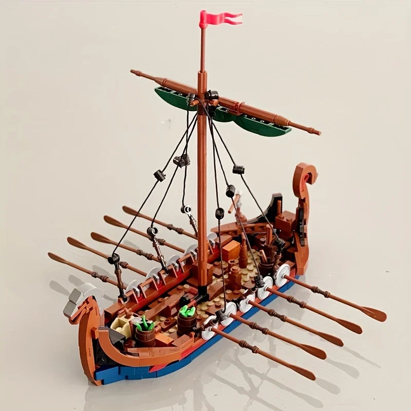 Medieval Viking Longship - 463-Piece MOC Building Block Set